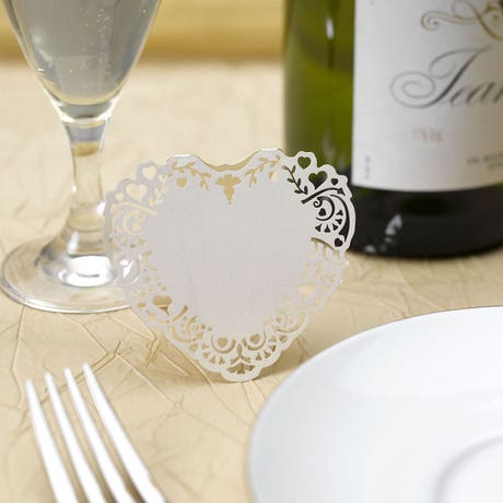 White Die Cut Place Cards - Vintage Romance - Set of 10