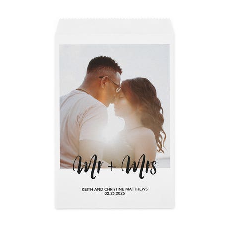 Custom Photo Printed Flat Style Paper Goodie Bag - Handwritten Elegance