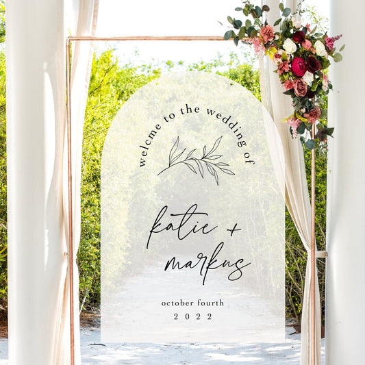 Clear Arched Acrylic Wedding Welcome Sign