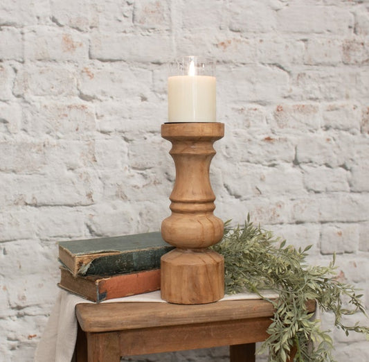 10.5" Wood Candle Holder