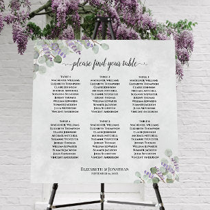 6 Table Lavender Eucalyptus Wedding Seating Chart Foam Board
