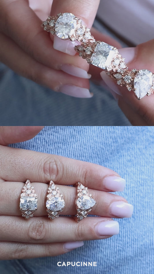 Eryn Leaf Radiant Diamond Engagement Ring