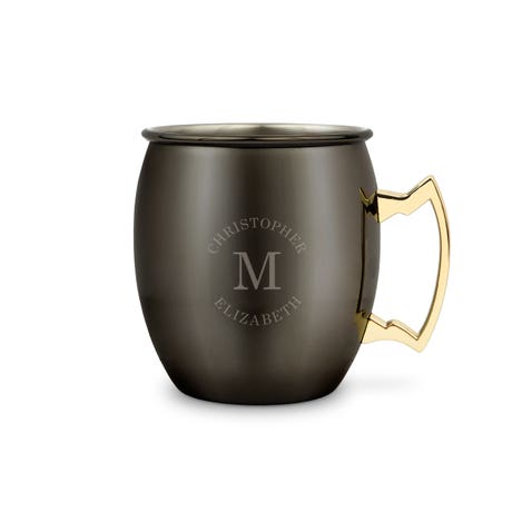 Personalized Engraved 19 oz. Black Moscow Mule Drink Mug - Wrap Text Monogram