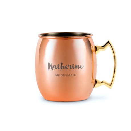 Personalized Engraved 19 oz. Copper Moscow Mule Drink Mug - Retro Script