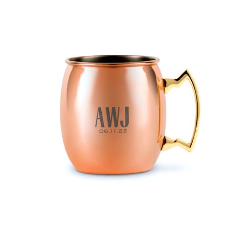 Personalized Engraved 19 oz. Copper Moscow Mule Drink Mug - Sans Serif Monogram