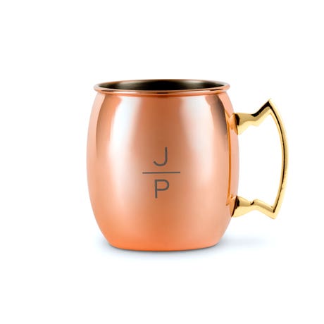 Personalized Engraved 19 oz. Copper Moscow Mule Drink Mug - Stacked Monogram - Unique Gift For Him | Her