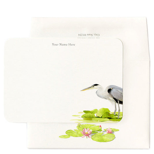 Great Blue Heron Personalized Signature Note Cards