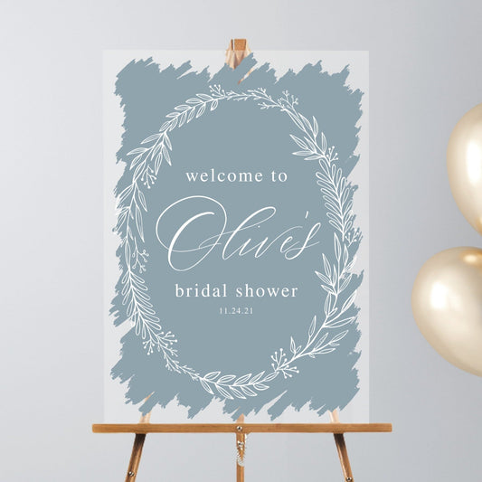 Acrylic Bridal Shower Sign | Laurel Wreath
