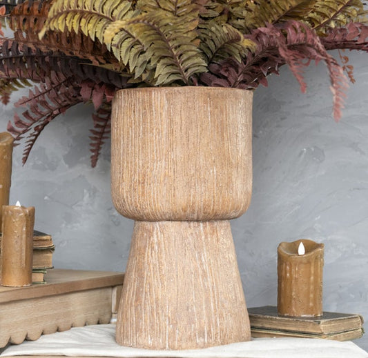 Wood Look Ceramic Vase - Large