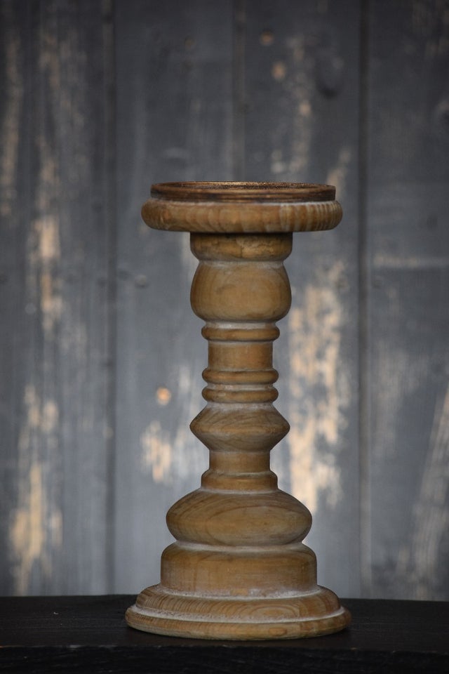 9" Wood Candle Holder