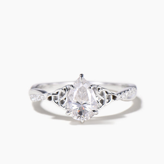 1.25ct Trinity Celtic Knot Design Pear Cut Moissanite Twisted Engagement Ring