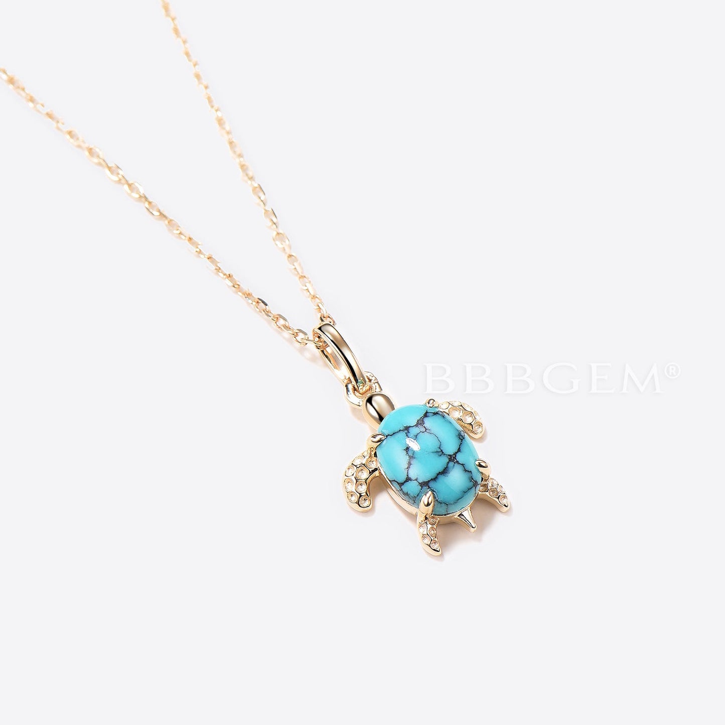 1.5ct Oval Cut Natural Turquoise 14k Gold Solitaire Pendant Necklace