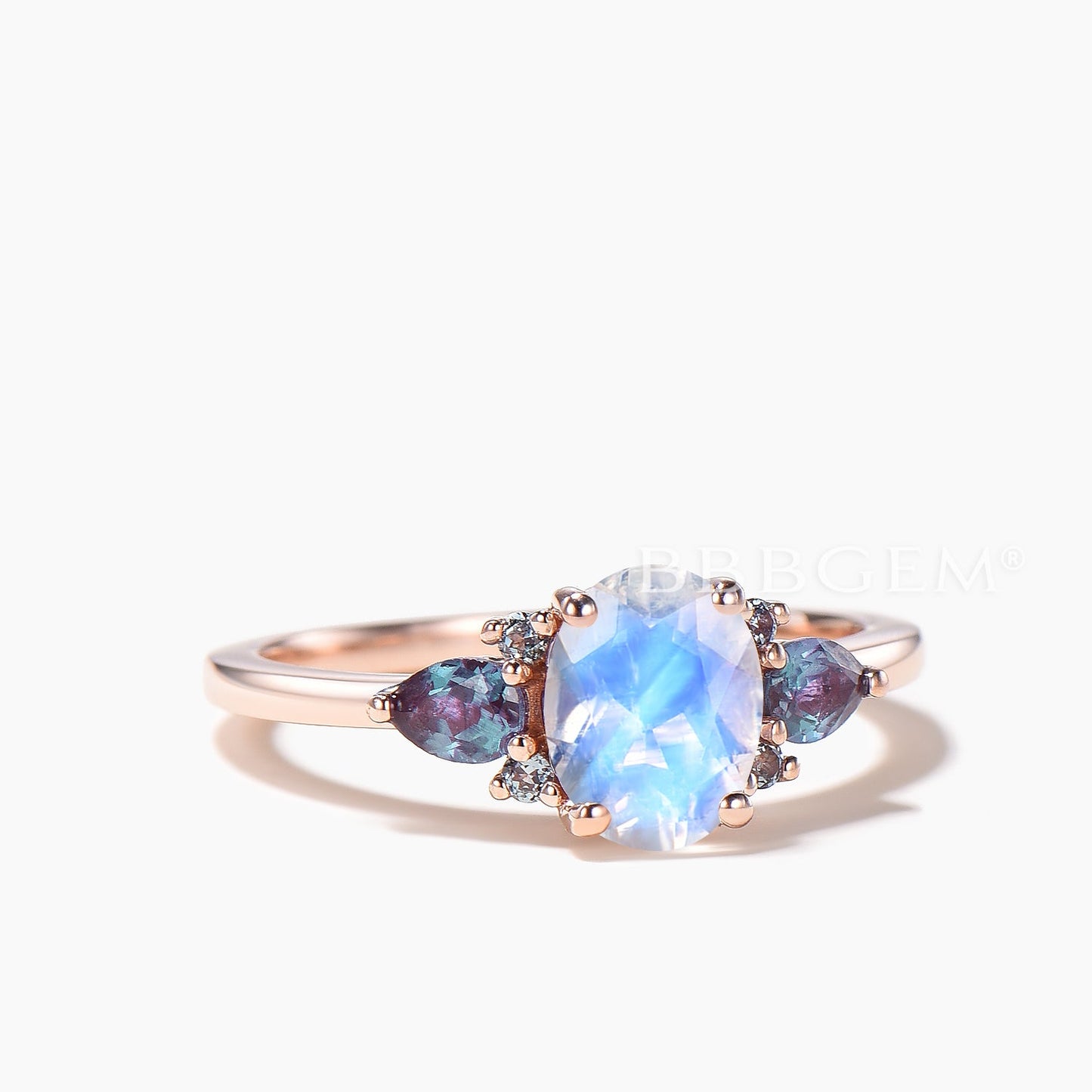 1.5CT Oval Cut Moonstone Engagement Ring Color-change Alexandrite Ring