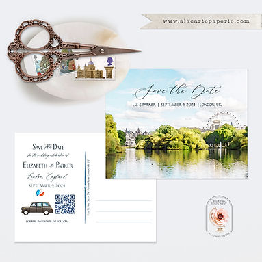 London England Great Britain UK Watercolor Save the Date Invitation Postcard