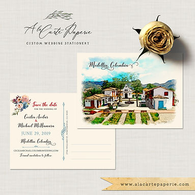 Medellin Colombia South America Bilingual Destination wedding save the date