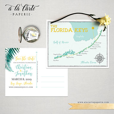 Florida Keys, Key Largo Destination Wedding Invitation watercolour Save the Date