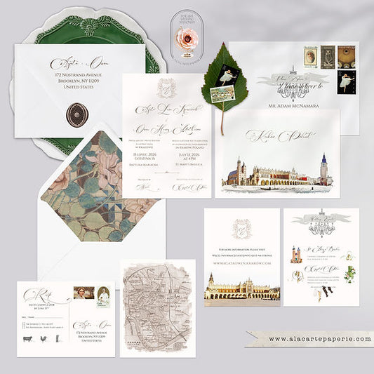 Krakow Poland Destination Wedding Invitation Polish Eastern European Wedding