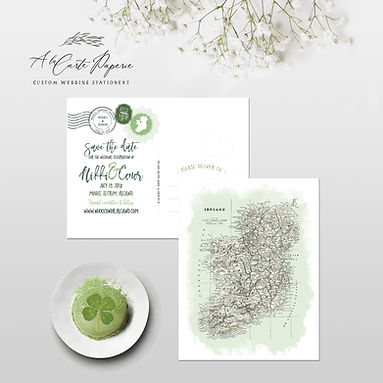 Ireland Destination Wedding Save the Date postcard vintage map