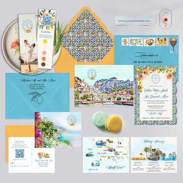 Duomo Amalfi Italy Amalfi Coast Watercolor Destination Wedding Invitations