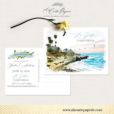La Jolla California San Diego Save the Date Postcard Destination Wedding