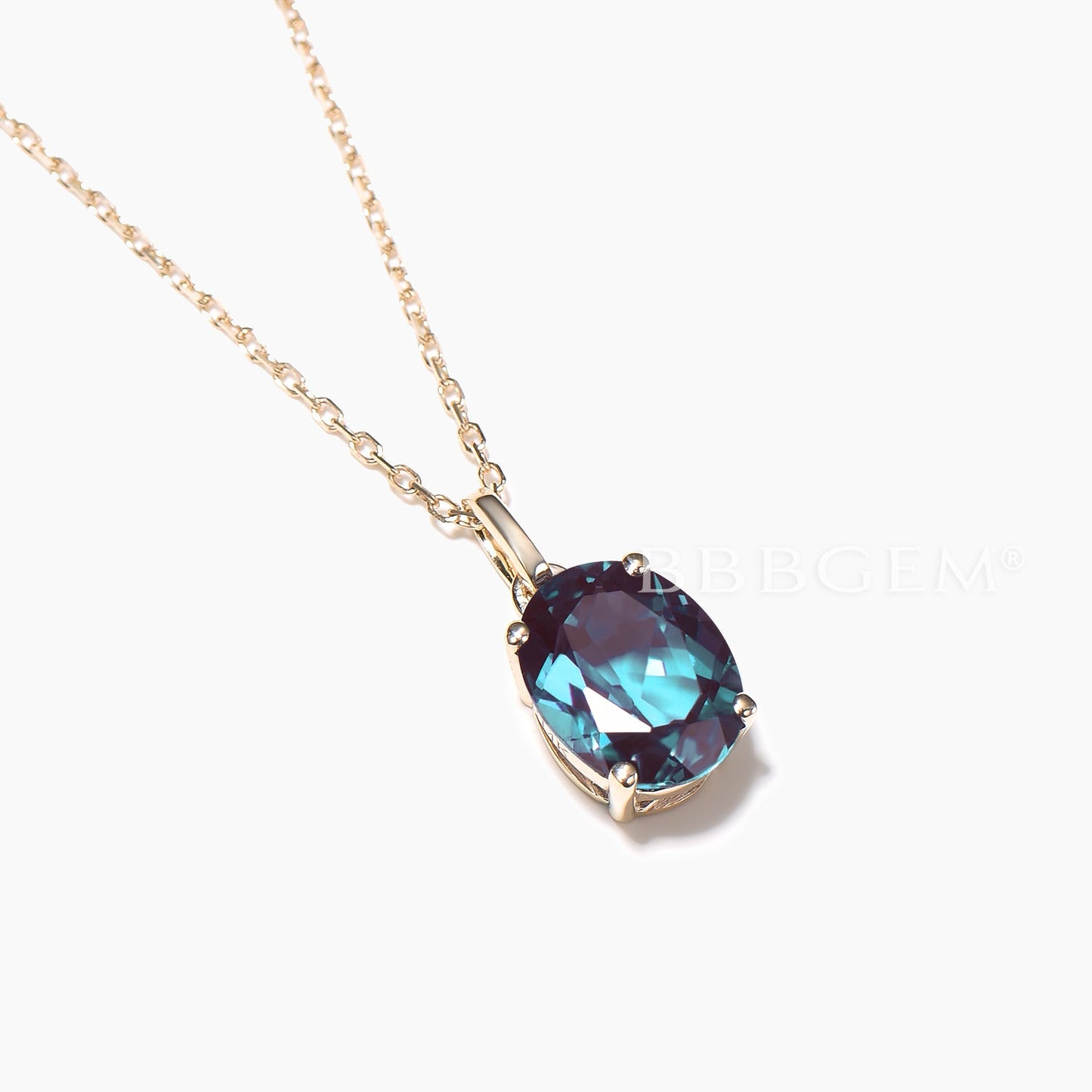 1.5CT Oval Cut Color-change Alexandrite Necklace Solitaire Wedding Pendant
