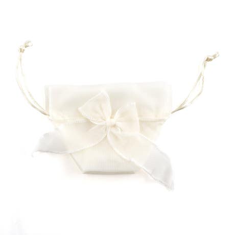 Organza Drawstring Favour Bags With Bow - Ivory - Pack of 12