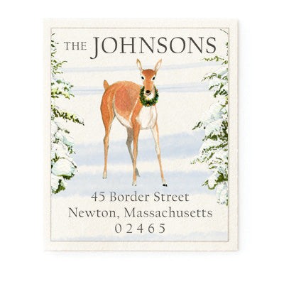 Deer And Wreath Return Address Labels