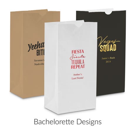 Personalized Personalized Self-Standing Paper Goodie Bag Wedding Favor - Bachelorette | Pack of 25 | More Occasions