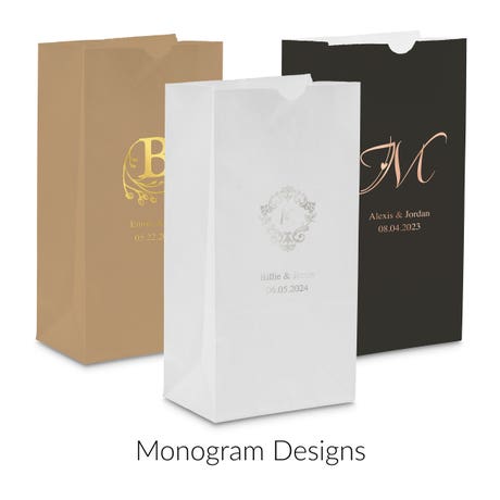 Personalized Personalized Self-Standing Paper Goodie Bag Wedding Favor - Monograms | Pack of 25 | More Designs