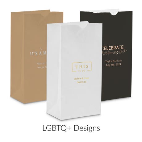 Personalized Personalized Self-Standing Paper Goodie Bag Wedding Favor - LGBTQ+| Pack of 25 | More Designs