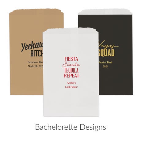 Personalized Flat Style Paper Goodie Bag Wedding Favor - Bachelorette | Pack of 25 | More Occasions