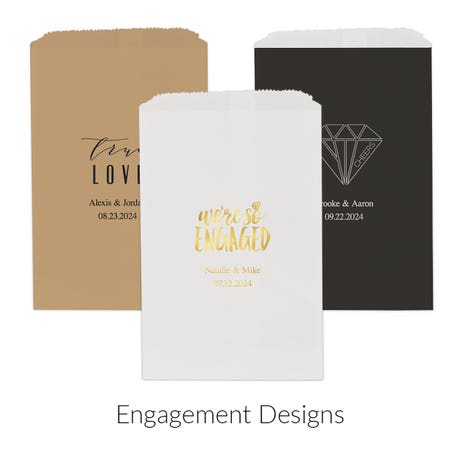 Personalized Flat Style Paper Goodie Bag Wedding Favor - Engagement Party | Pack of 25 | More Occasions