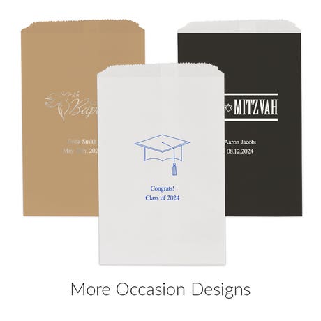 Personalized Flat Style Paper Goodie Bag Wedding Favor - More Occasions | Pack of 25