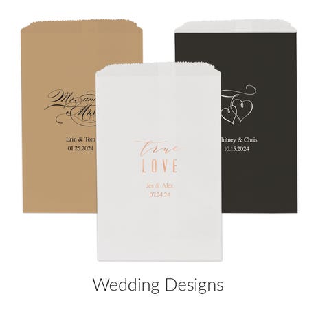 Personalized Flat Style Paper Goodie Bag Wedding Favor - Wedding | Pack of 25 | More Occasions