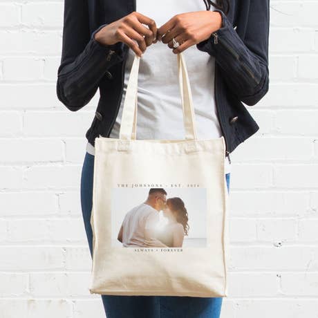 Custom Photo Printed Canvas Tote Bag - Timeless Snapshot