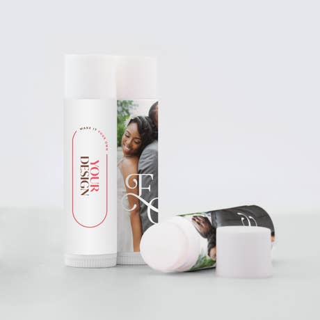 Lip Balm with Custom Printed Labels for Wedding or Event - Upload Your Own Design - Pack of 12
