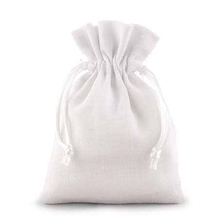 White Linen Drawstring Party Favor Bag (6)
