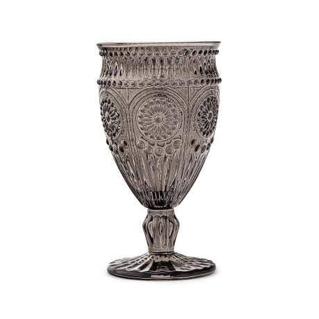Vintage Style Pressed Glass Wine Goblet - Black