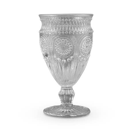 Vintage Style Pressed Glass Wine Goblet - Grey