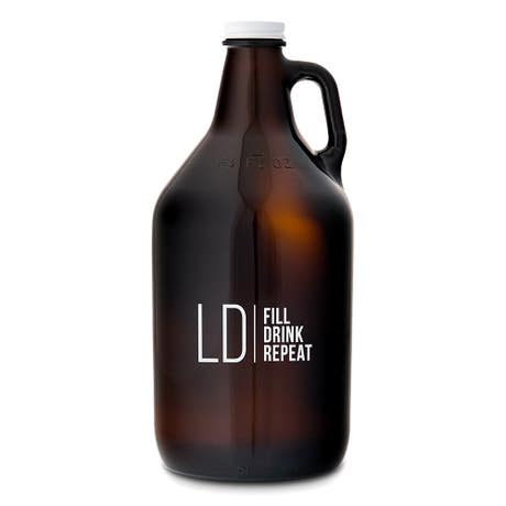 Personalized Glass Beer Growler - Modern Logo Print - Unique Gift For Him | Her