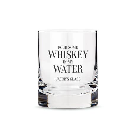 Personalized 11 oz. Whiskey Glasses - Whiskey In My Water
