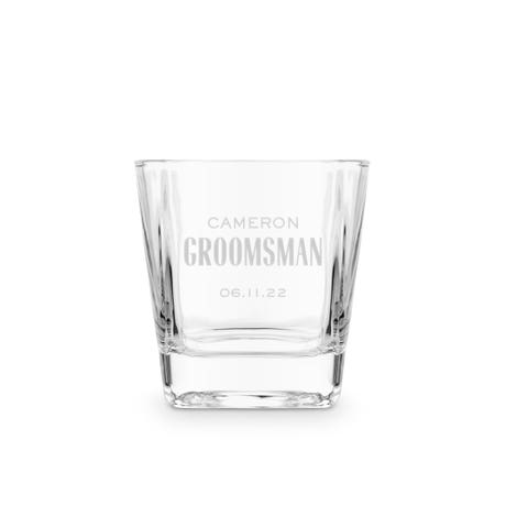 Personalized Square 8 Oz. Whiskey Glass - Modern Groomsman