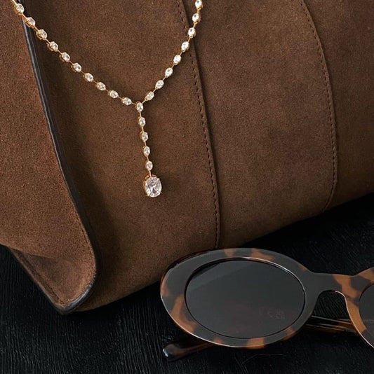 Dangling Oval Tennis Necklace