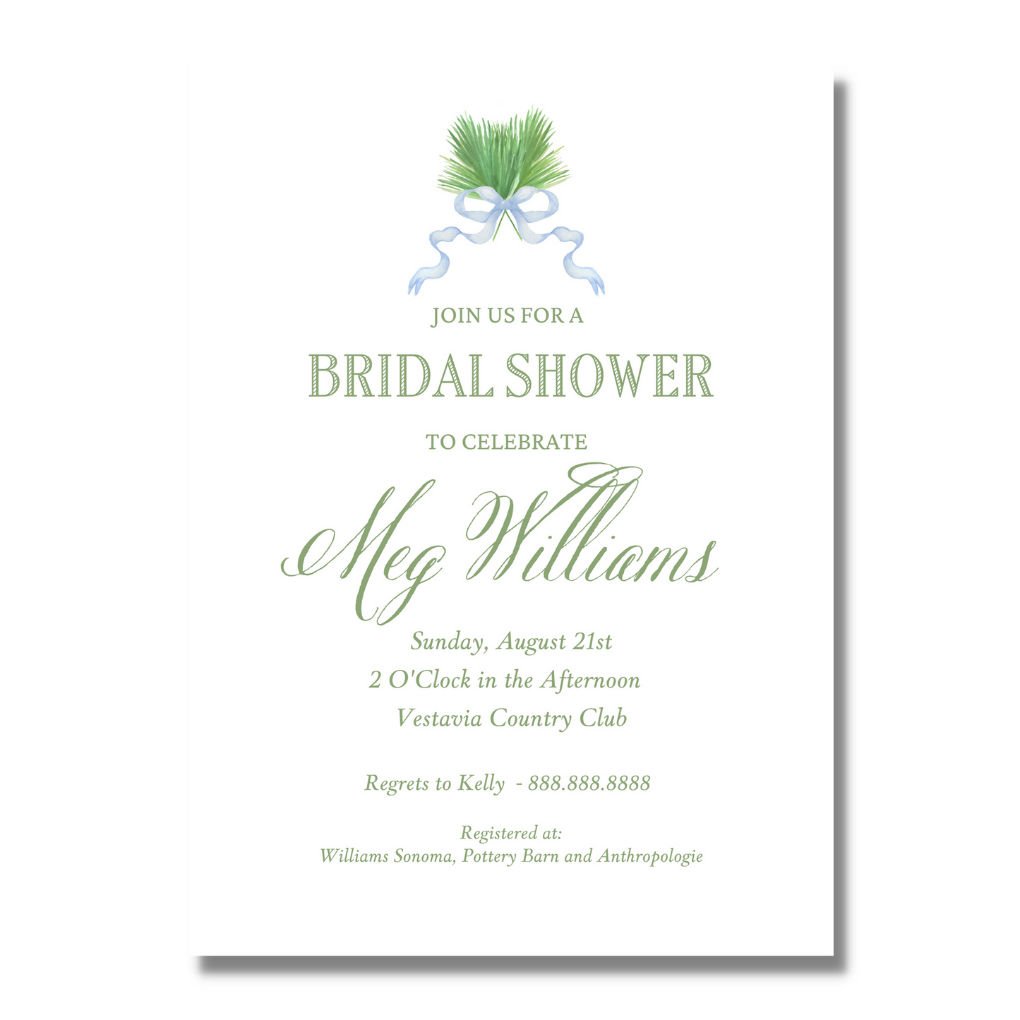 Palm Frond - Bridal Shower Invite