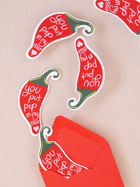 Pep In My Step Mini Flat Die Cut Greeting Card - Single