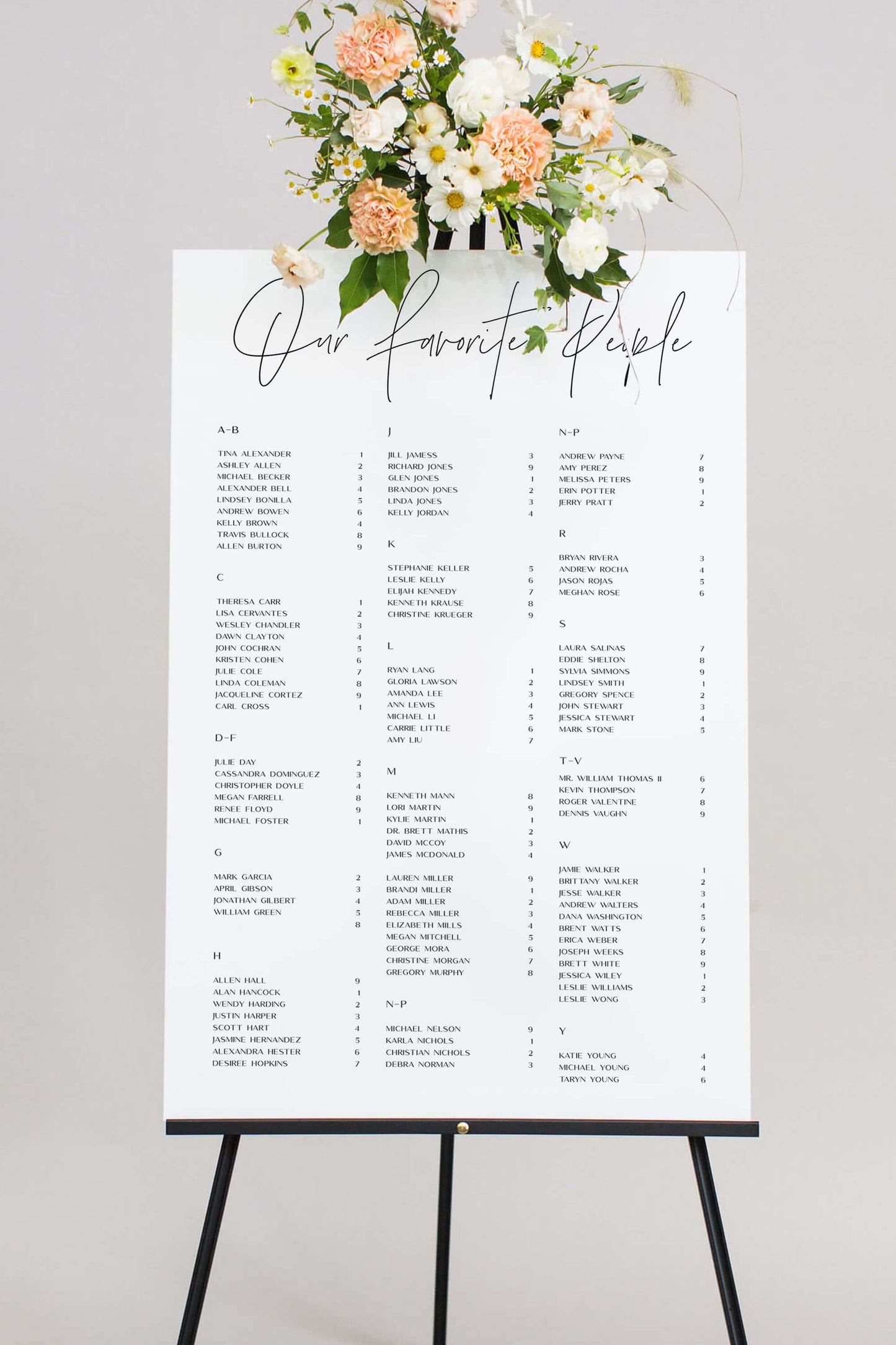 Acrylic Seating Chart Wedding | The Alicia