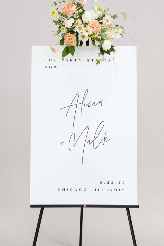 Acrylic Wedding Welcome Board | The Alicia