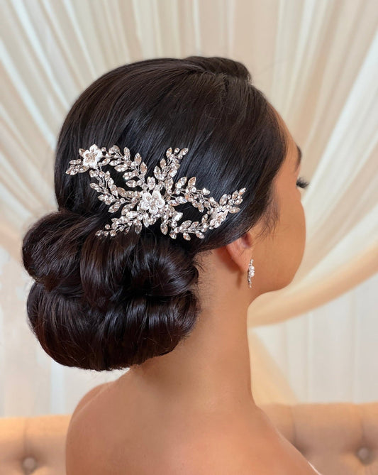Crystal And Porcelain Flower Bridal Comb Style No. 242726