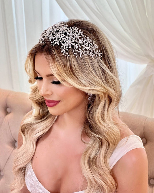 Wide Floral Crystal Headband Style No. 242689