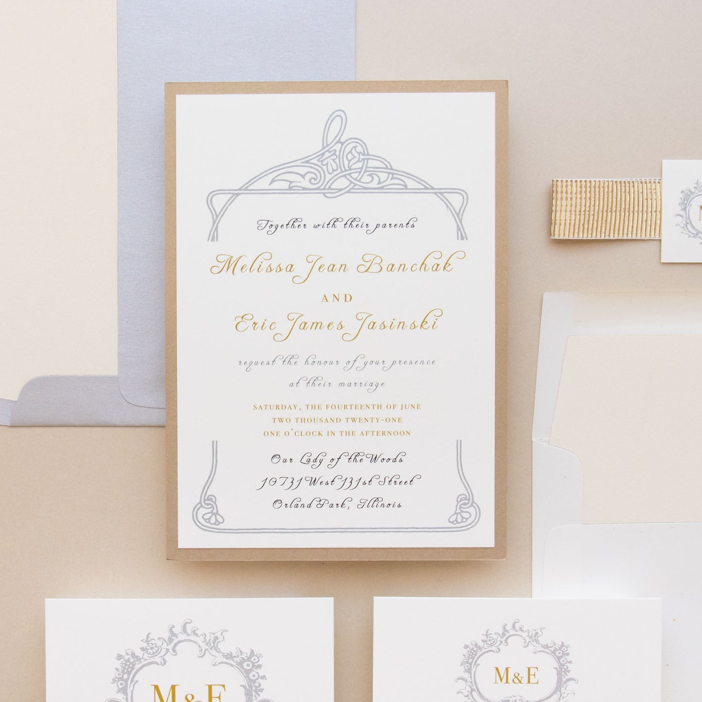 Antique Glitter Wedding Invitations
